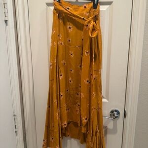 Faithfull the Brand Mustard Floral Maxi Skirt